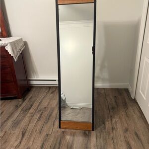 Sleek Black and Brown Full-Length Mirror